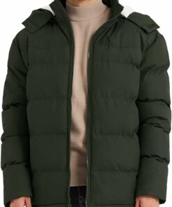 Army Green Fleece Warm Bubble Coat AI48